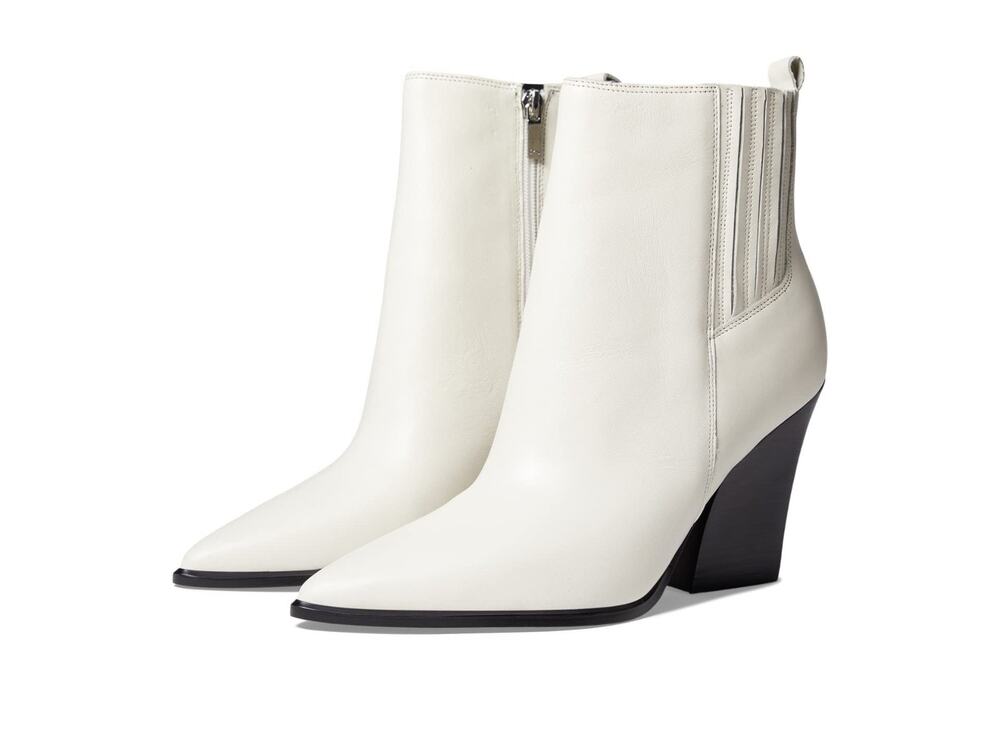 Marc Fisher Womens Mayden Ivory Pointed Toe Block Heel Ankle Boots Size 6 M
